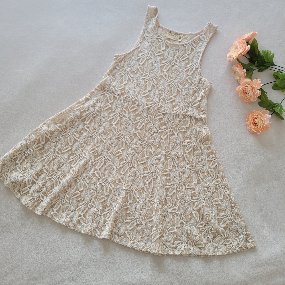 LAST CALL! Free People Sheer Lace Babydoll Slip Dress Ivory SIZE SMALL Festival